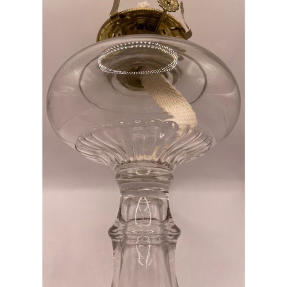 Vintage Lamp Light Farms Oil Kerosene Lamp Footed Clear Glass 18" Tall - Picture 1 of 12